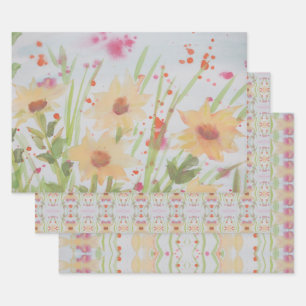 Tres hojas de línea de papel flotante