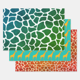 Tres Hojas De Papel De Envoltura Impresión Multiji