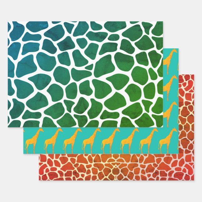 Tres Hojas De Papel De Envoltura Impresión Multiji (Set)