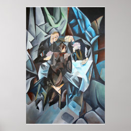 Tres Hombres Jugando Cartas De Arte Geométrico Des