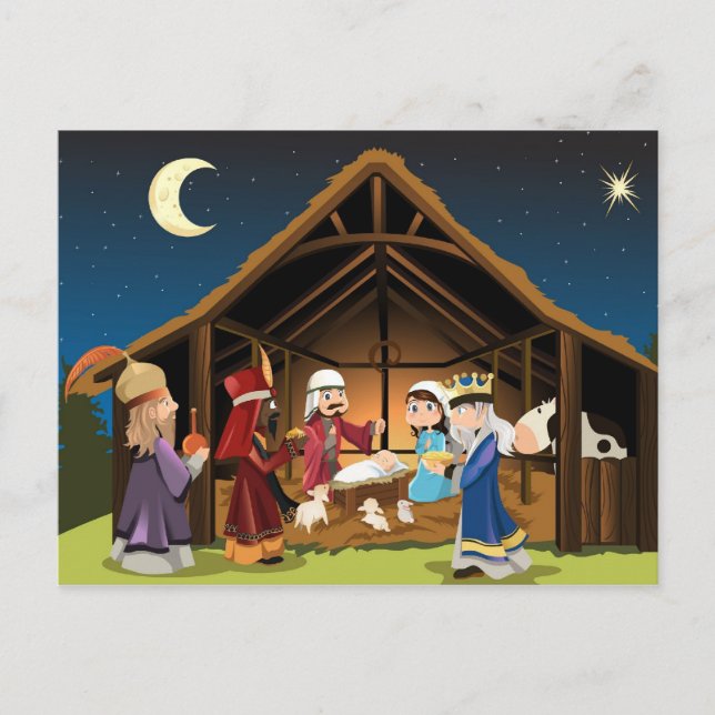 Tres hombres sabios visitan la postal de Jesús (Anverso)