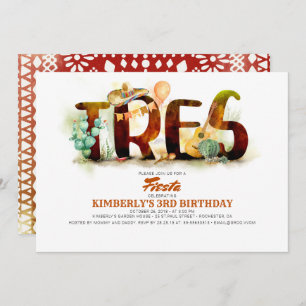 TRES invitaciones a fiesta de cumpleaños de Fiesta