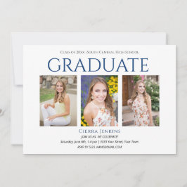 Tres invitaciones a la fiesta de graduación azul f