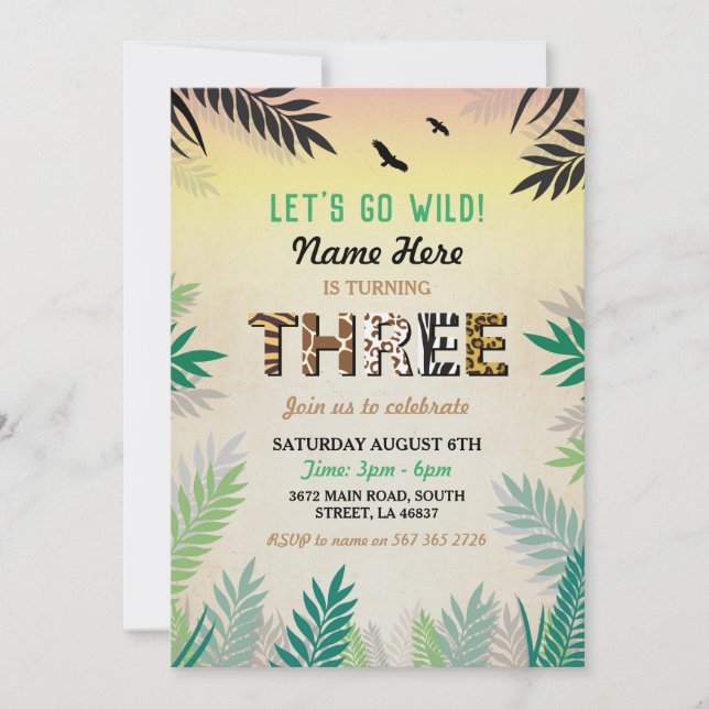 Tres invitaciones al tercer Fiesta de cumpleaños S (Anverso)