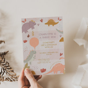 Tres invitaciones de cumpleaños de niña de 3 años 