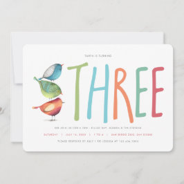 Tres invitaciones de fiesta de cumpleaños