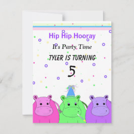 Tres invitaciones de fiesta de Hippo