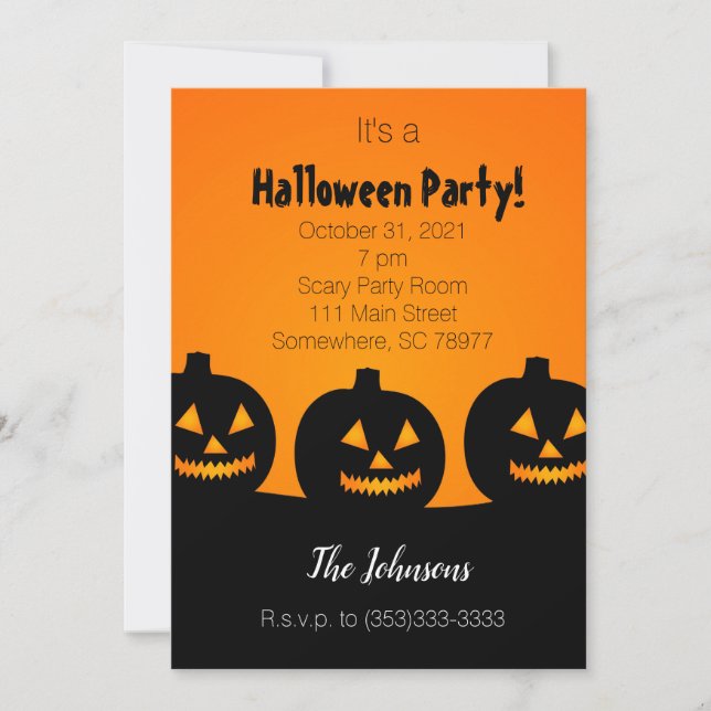 Tres invitaciones para la fiesta de Halloween de l (Anverso)