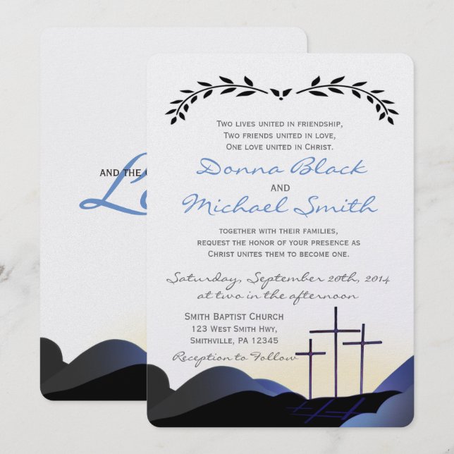 Tres invitaciones religiosas de la boda de las (Anverso / Reverso)