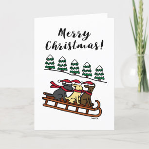 Tres Labradores Trineo Deslizante Feliz Navidad