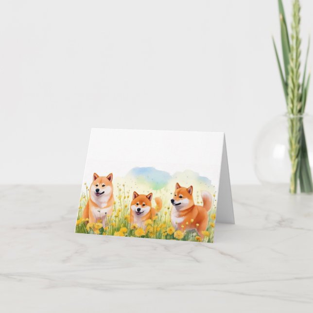 tres lindas tarjetas de felicitación shiba inus y  (Anverso)