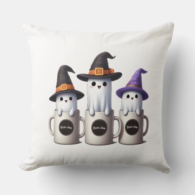Tres lindos fantasmas de boo-jee para la almohada  (Anverso)
