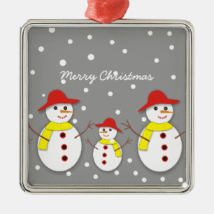 Tres lindos hombres de nieve personalizado adorno 