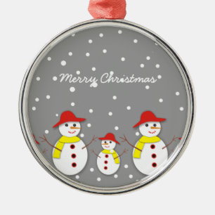 Tres lindos hombres de nieve personalizado adorno