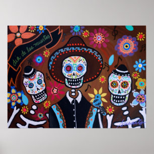 TRES MARIACHIS DAY DE LOS POSTERS MUERTOS