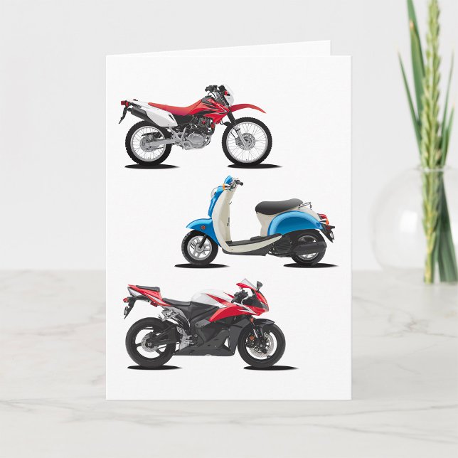 Tres Motocicletas Tarjetas De Saludo Rojas Y Azule (Subido por el creador)