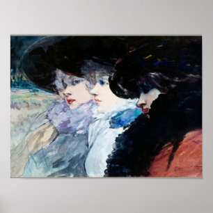 Tres mujeres en perfil, arte fino,