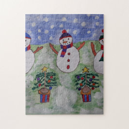 Tres Navidades Snowmen Rompecabezas