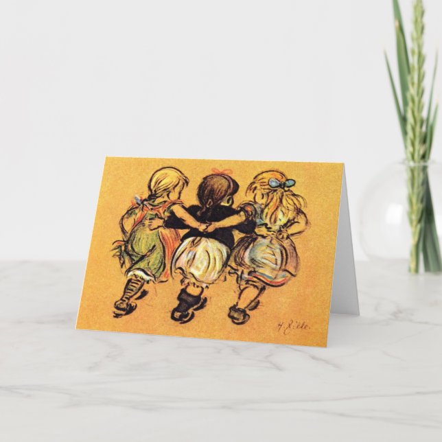 Tres niñas - mejores amigos - tarjeta de (Anverso)