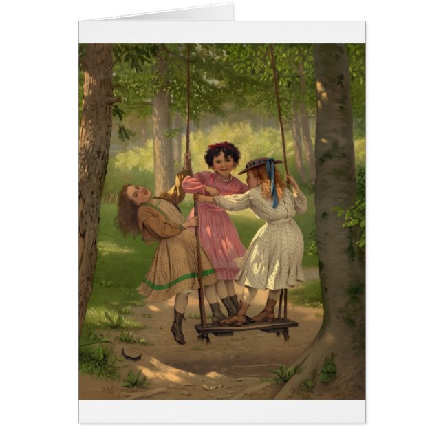 Tres niñas pequeñas jugando a la vieja moda (Frente)