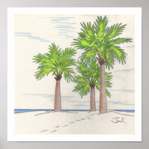 TRES PALMS de impresión (11"x11")