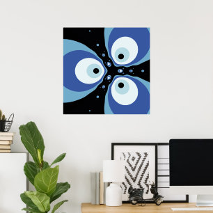 Tres peces azules hablando arte fractal moderno