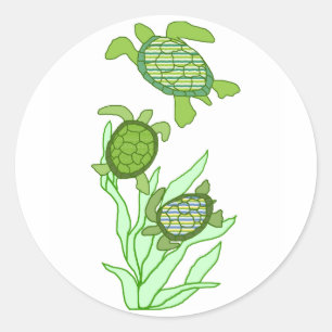 Tres pegatinas de tortugas marinas consecutivas