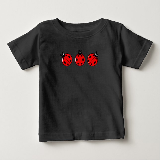 Tres Pequeños Ladybugs - Camiseta Baby Fine Jersey (Anverso)