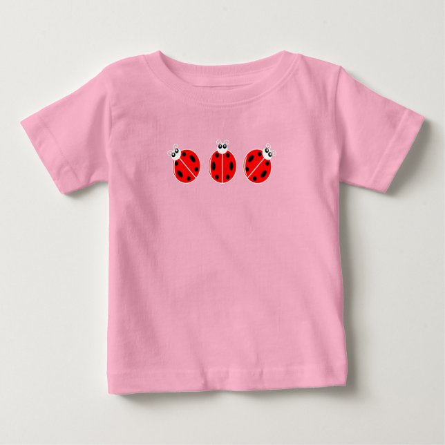Tres Pequeños Ladybugs - Camiseta Baby Fine Jersey (Anverso)