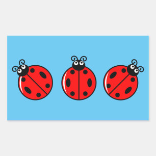 Tres Pequeños Ladybugs - Pegatinas Rectangle