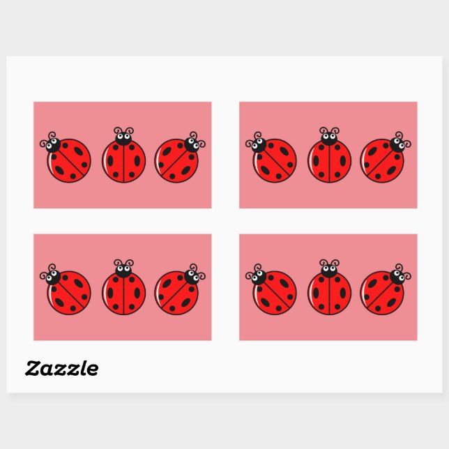 Tres Pequeños Ladybugs - Pegatinas Rectangle (Hoja)