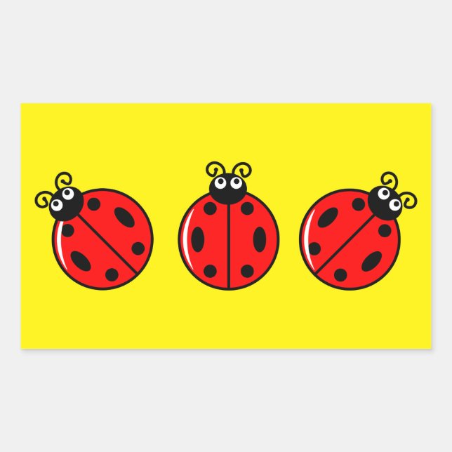 Tres Pequeños Ladybugs - Pegatinas Rectangle (Anverso)