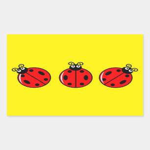 Tres Pequeños Ladybugs - Pegatinas Rectangle
