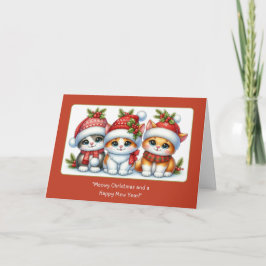 Tres pequeños Navidades Kitty sentado en Bonito