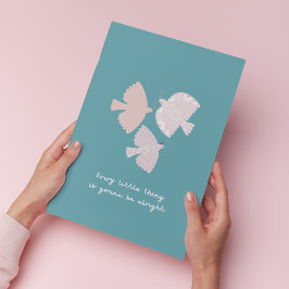 Tres pequeños pájaros canción arte Verde azulado e