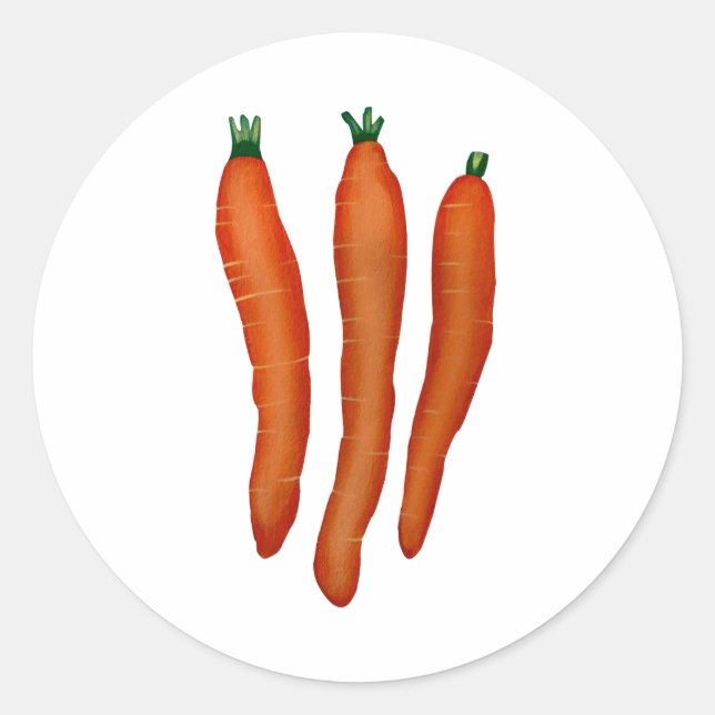 Tres pinturas de zanahorias sobre pegatinas (Anverso)