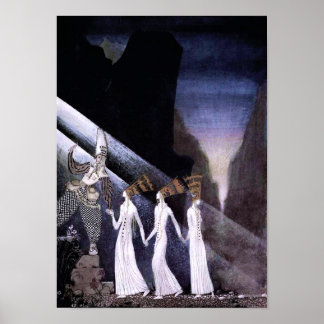 Tres princesas en la impresión de la montaña azul