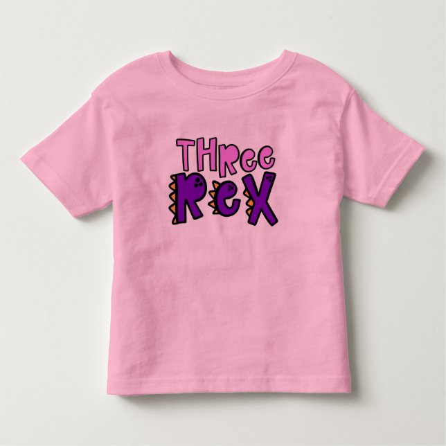 Tres Rex Chica de Cumpleaños Camiseta Toddler (Anverso)