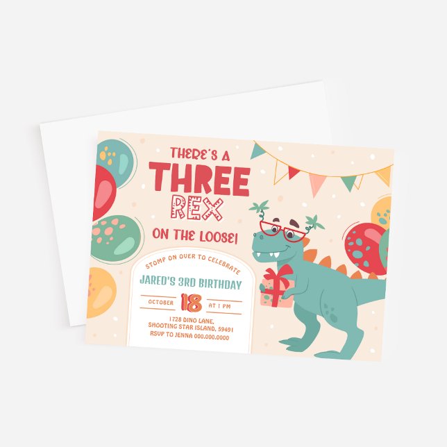 Tres Rex Invitación Niño. Dinosaurio 3er Cumpleaño (Three Rex Invitation Boy. Dinosaur 3rd Birthday
)