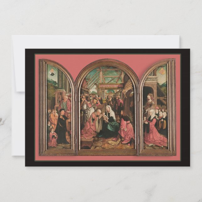 Tres reyes adoran la tarjeta de Jesús del bebé (Anverso)