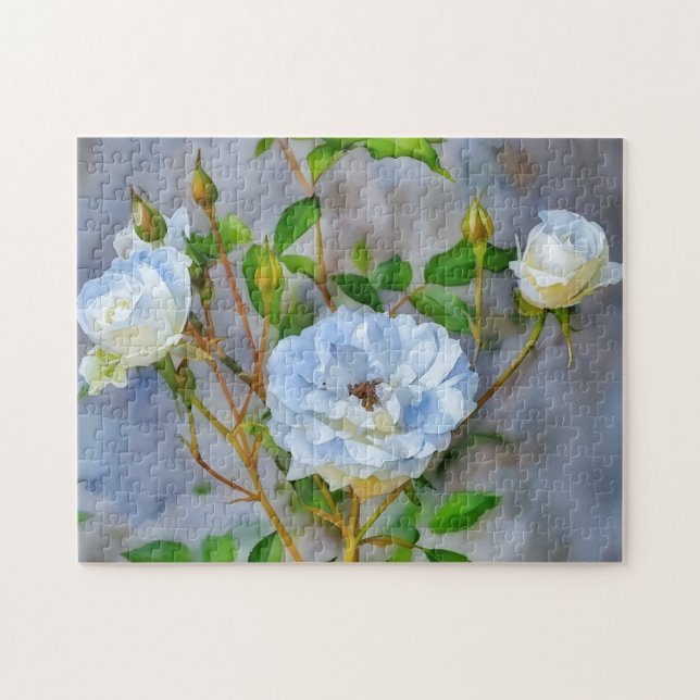 Tres rompecabezas de arte de jardín de rosas blanc (Horizontal)