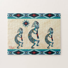 Tres rompecabezas turquesa del suroeste de Kokopel