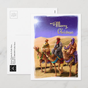 Tres sabios pintando postales de Navidades