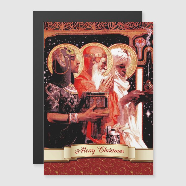 Tres Sabios. Tarjeta magnética de navidades (Anverso/Reverso)