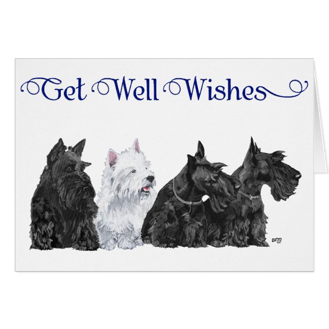 Tres Scotties y un Westie (Anverso (Horizontal))
