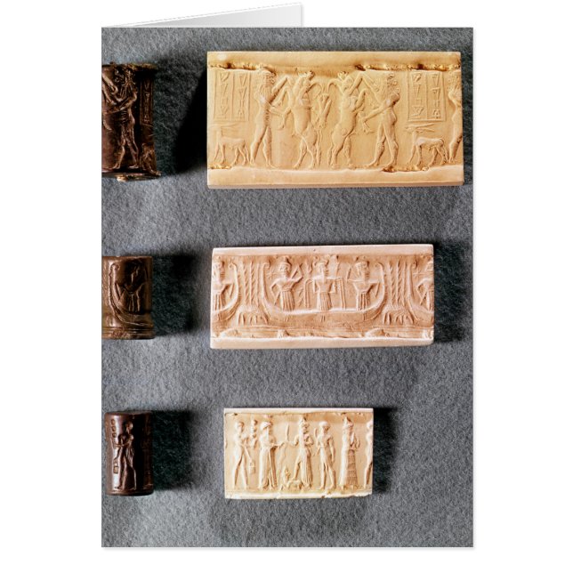 Tres sellos de cilindros con impresiones, (Frente)