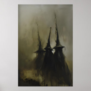 Tres Siluetas de Brujas en Póster Ocultista de Nie