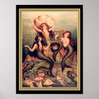 "Tres sirenas": Impresión de Chiostri decoro vinta