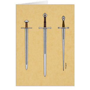 Tres tarjetas de felicitación Medieval Swords 2016