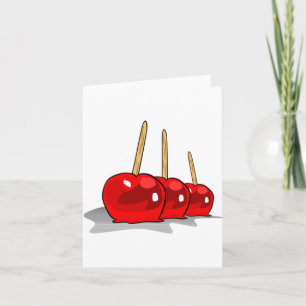 Tres tarjetas de notas de manzanas caramelizadas